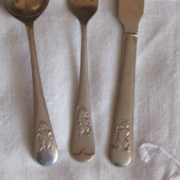 Vintage Children's Cutlery Set Nickel Silver Mid-century Collectibles Infant - Picture 5 of 5